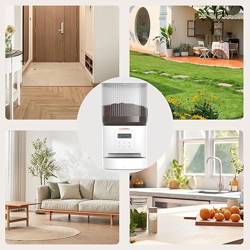 Miniatura 7 de WOPET Comedero automático para gatos, alimentador automático para perros de 4 litros con batería de 180 días, dispensador programable de comida para