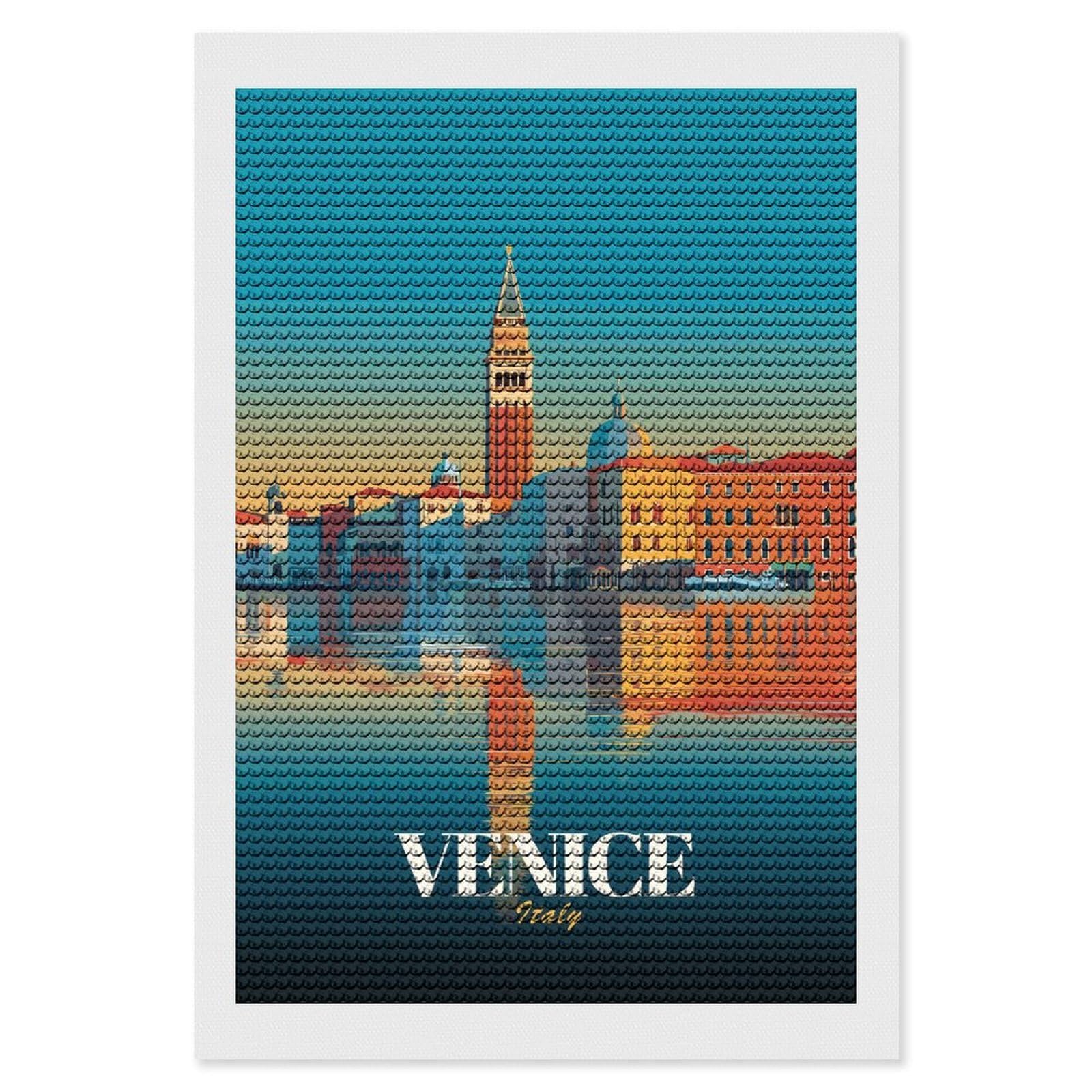 Junmoney Venice, Italy Cityscape Illustration Diamond Painting Canvas Set 8"x12", Satisfying Creative Project, Easy to Follow Symbols, Fun Craft Experience