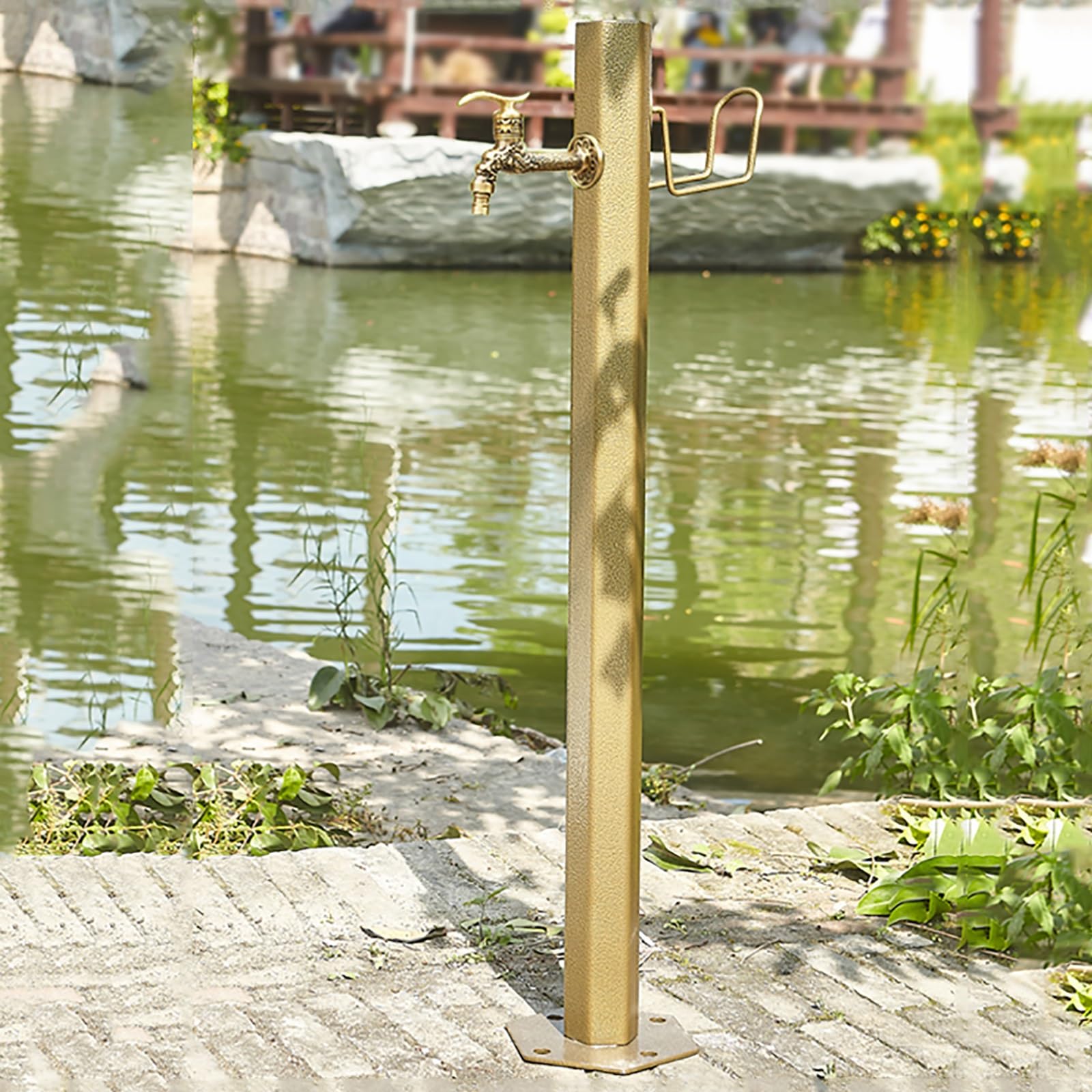 Grifo Exterior antihielo – Grifo de Agua para jardín Vertical, Llave de Paso anticongelante y Soporte Independiente para Manguera, 98 x 6,4 cm, Grifo Largo para protección Invernal.