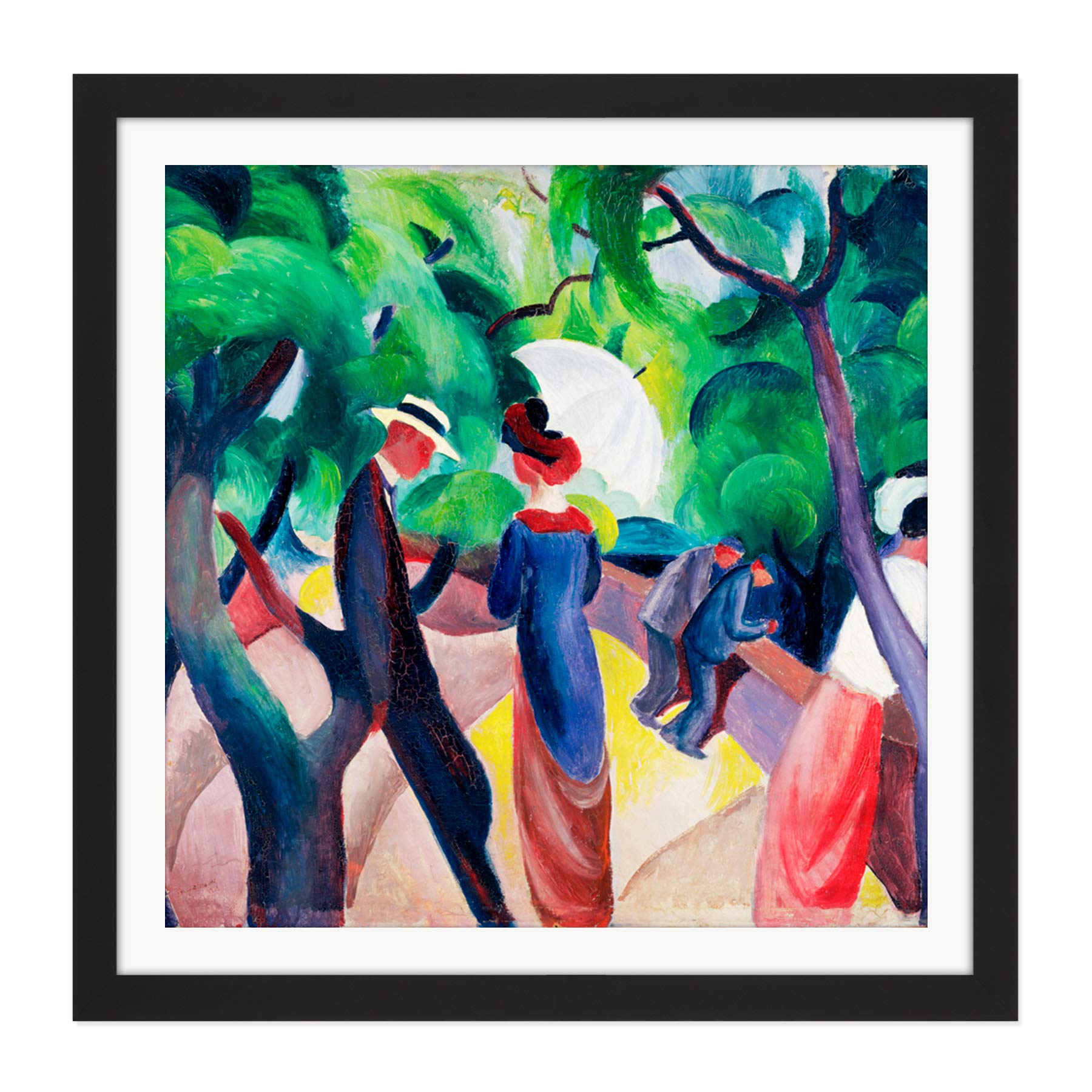 Macke August Promenade Painting Square Wooden Framed Wall Art Print Picture 16X16 Inch