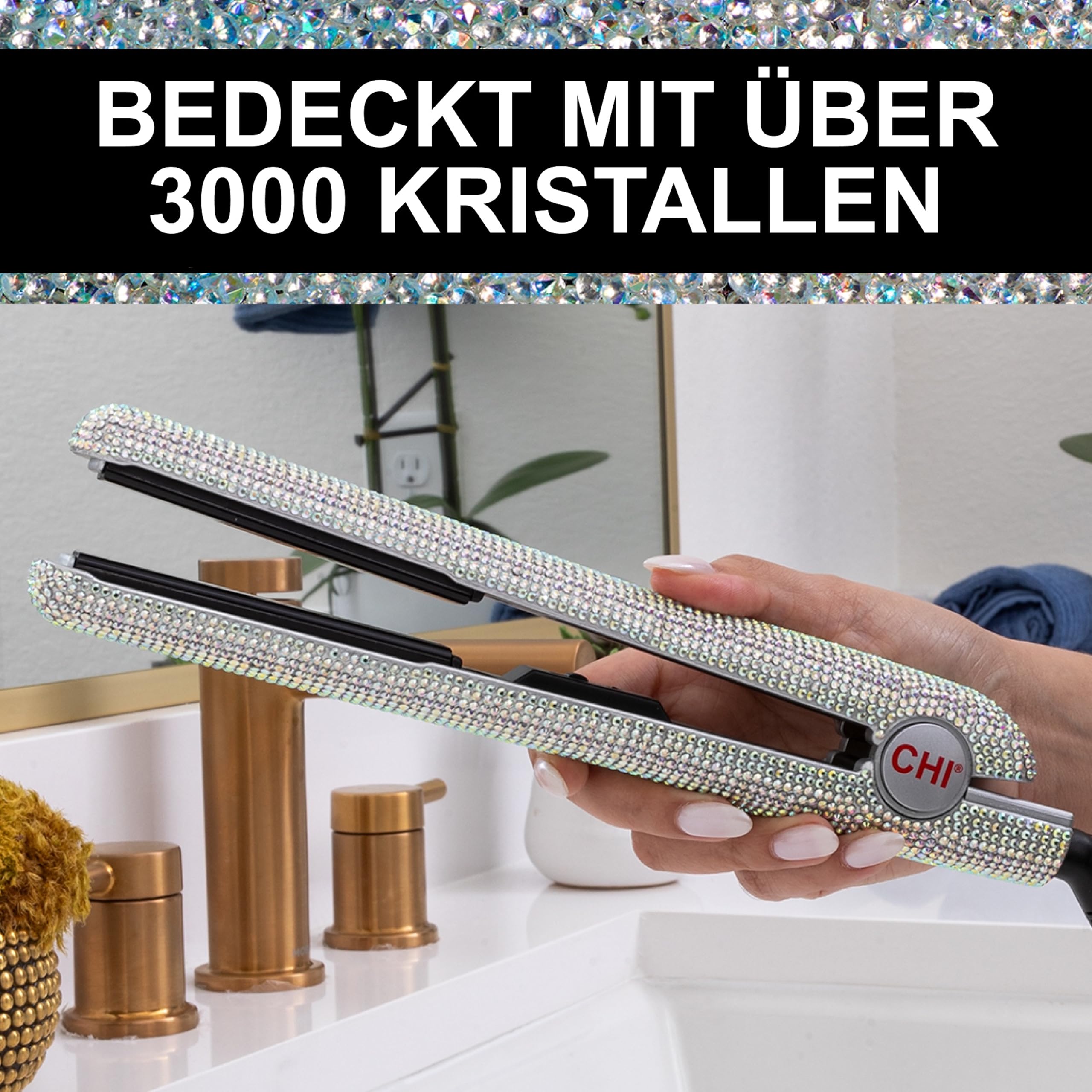 CHI The Sparkler Lava Ceramic Flat Iron, Sonderedition, Haarglätter für ein gleichmäßiges & glattes Finish, 11-Fuß-Kabel für Komfort, 1" Eisen, Silber