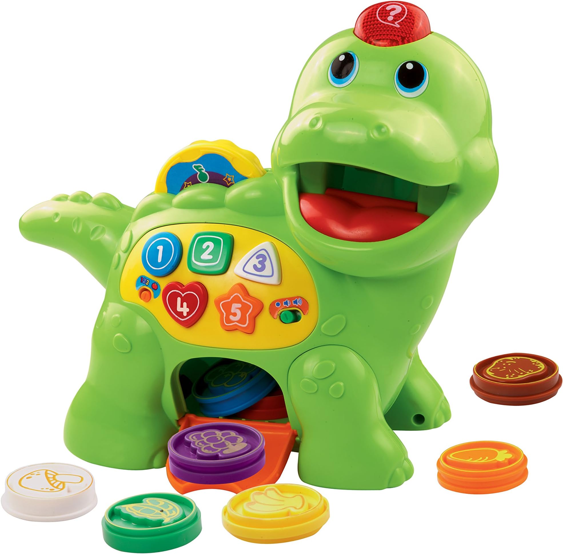 Baby Feed Me Dino | Musical Baby Toy with Numbers, Counting Music & Shapes | Interactive Light Up Toy Suitable from 1, 2, 3 Year Olds Boys & Girls, Green, 27 x 12.3 x 26 cm