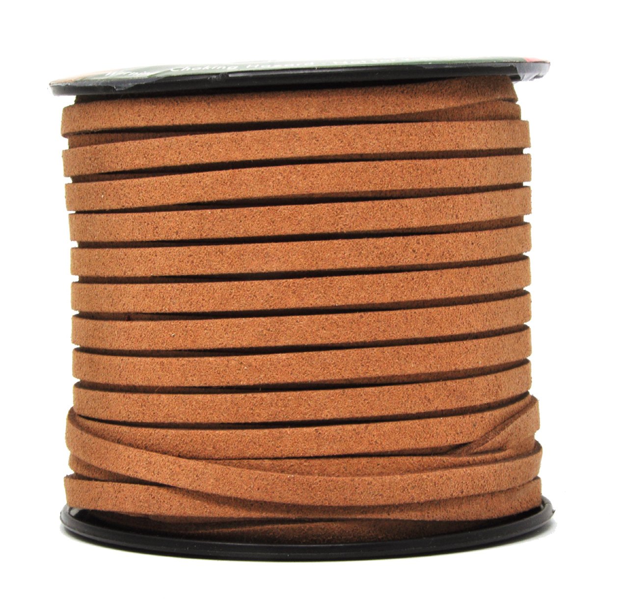 Mandala Crafts Brown Faux Suede Cord for Jewelry Making - 5mm 50 Yards Flat Vegan Leather Strings Laces Strips for Bracelets, Necklaces, and Dream Catchers Supplies