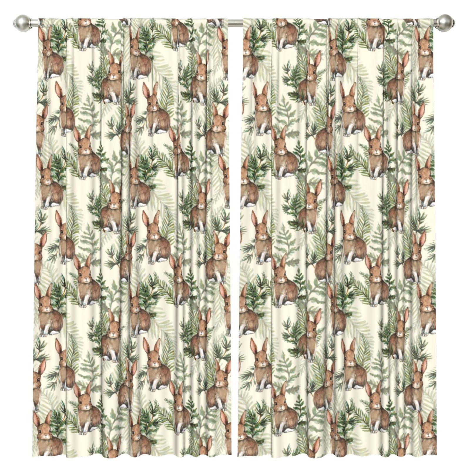 InOmak Hare Behind Leaf, 2 Panels Window Curtains 52 x 84 Inch Blackout Curtains for Living Room Bedroom
