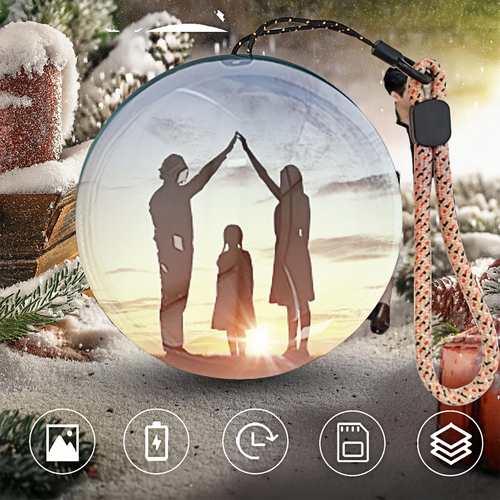Sfera di Natale con Video, Palla di Natale Christmas Memory Orb Sfera Video Ornamento 3D Palla Memoria Caricabile Video, 7 cm (Giallo, USB)