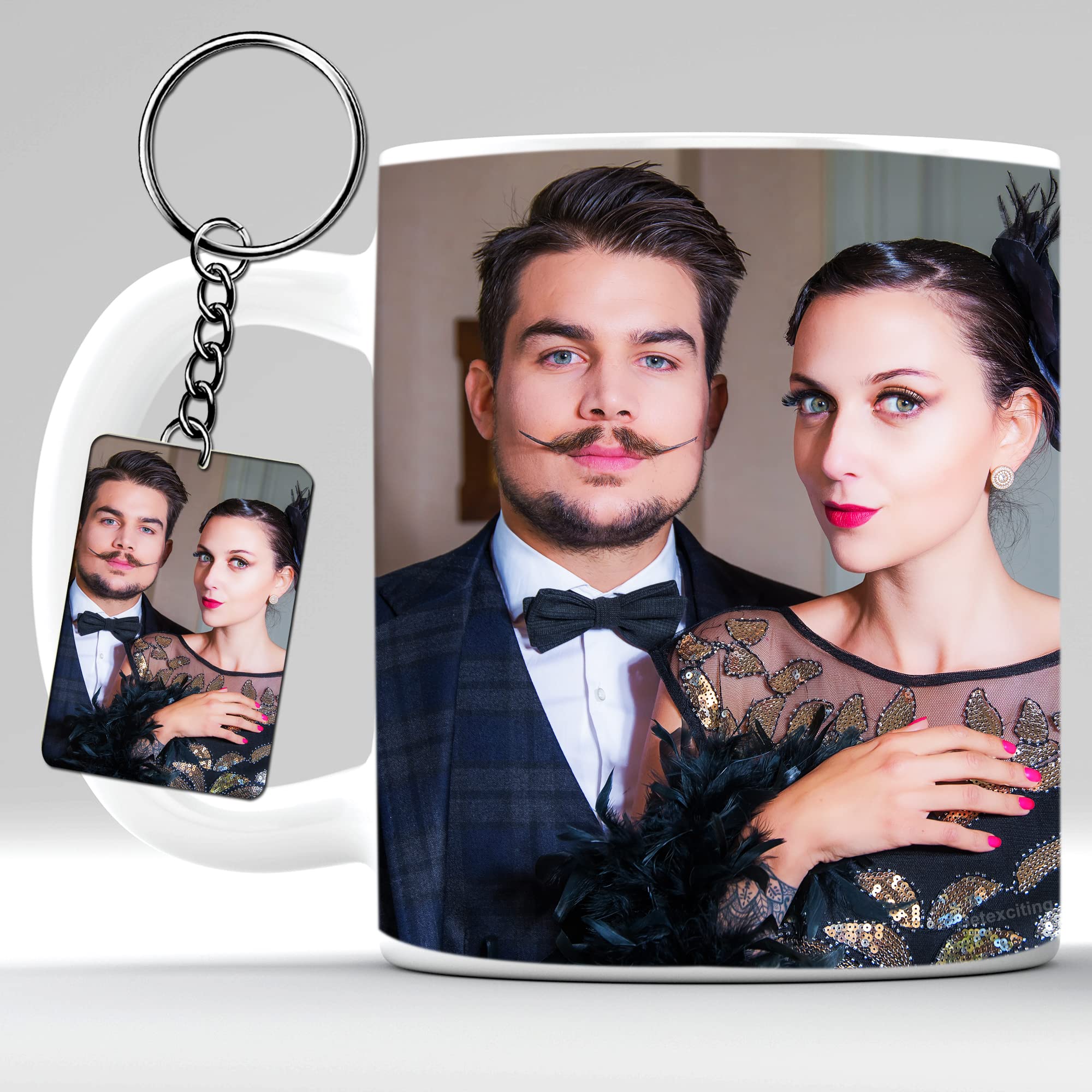 Getexciting Photo Coffee Mug (Key Chain) for Birthday, Love, Couple, Anniversary, Sister, Brother Customized/Personalized Cup with Image, Logo, Quotes 325 ML (Design 2)