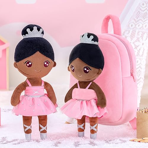 Miniatura 6 de Gloveleya Mochila para niñas pequeñas con muñeca de bailarina suave rosa a partir de 2 años