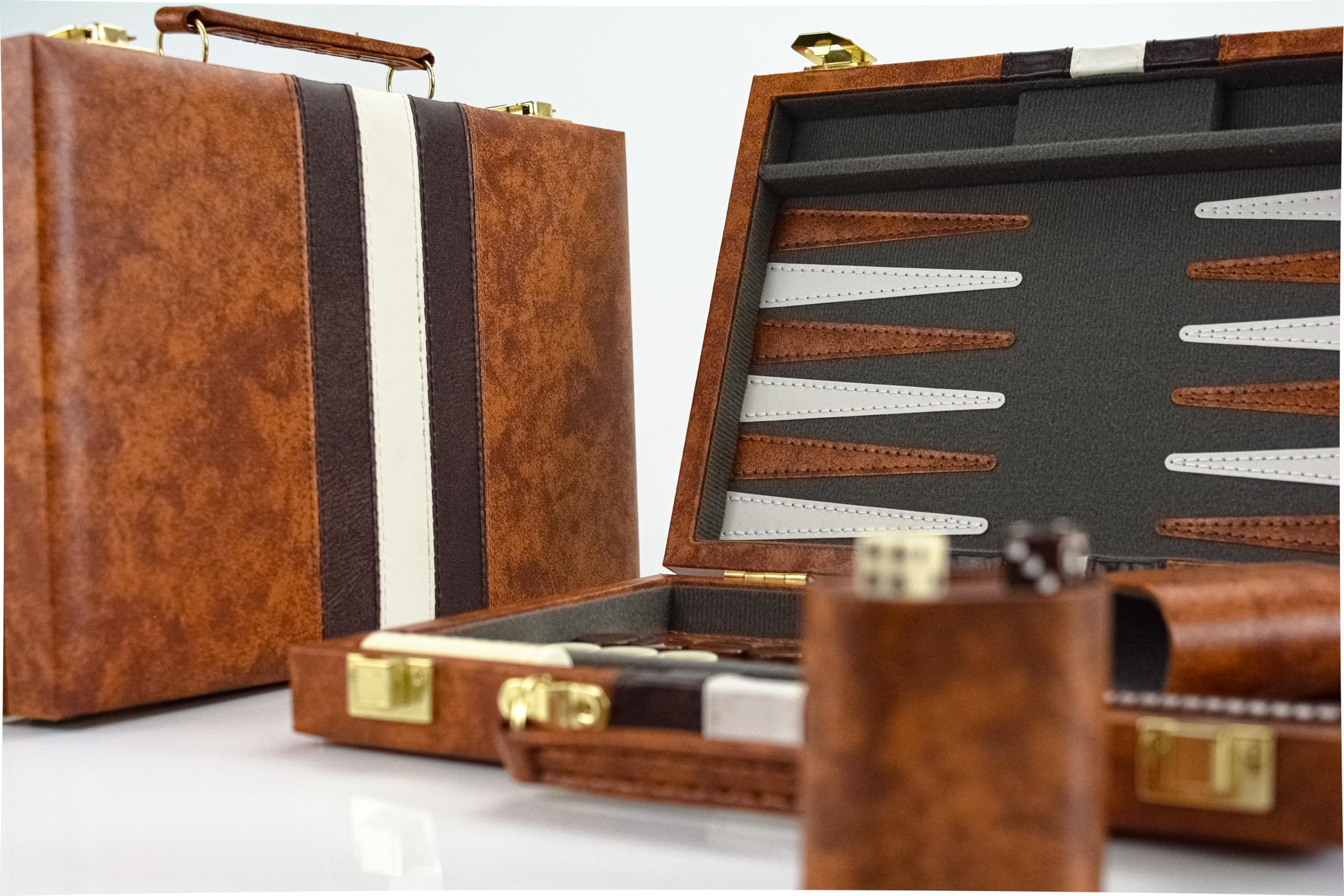 Backgammon Set 11" Klassisches Backgammon Koffer Brettspiel für Erwachsene und Kinder (Braun 11 Zoll)
