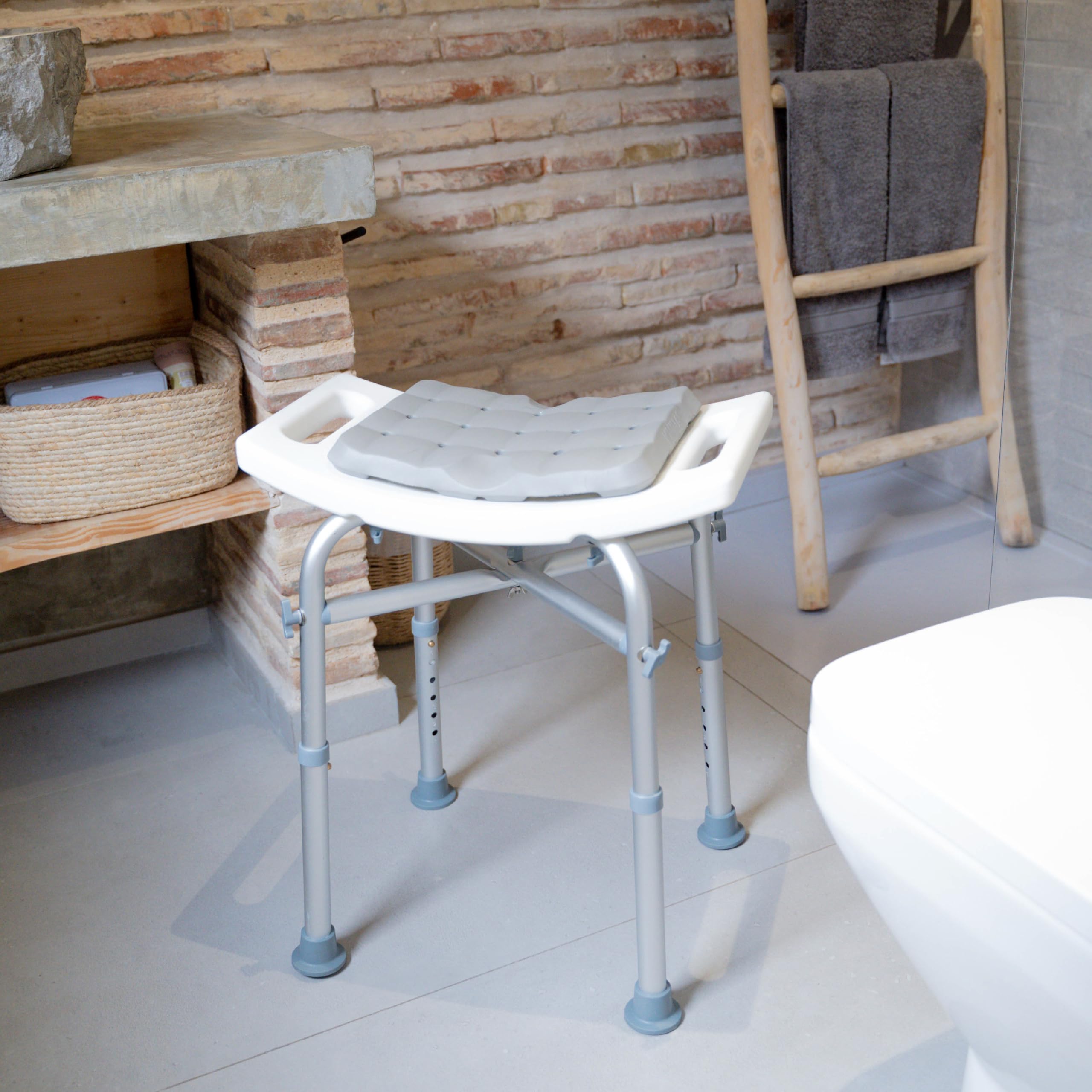KMINA Cojín para Taburete Ducha de Espuma (35x27x3 cm), Impermeable, Patentado - Fabricado en España (No Incluye Taburete)
