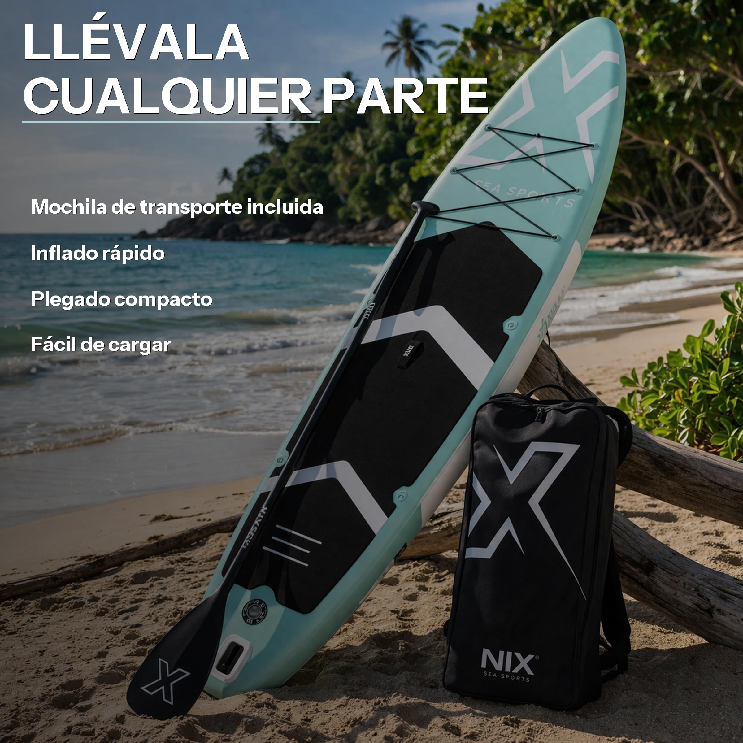 Nixsea Tavola Paddle Surf Gonfiabile 335 cm Sup Allround con Accessori, Antiscivolo, Chiglia Rimovibile, Paddle Surf Adulto fino a 159 kg