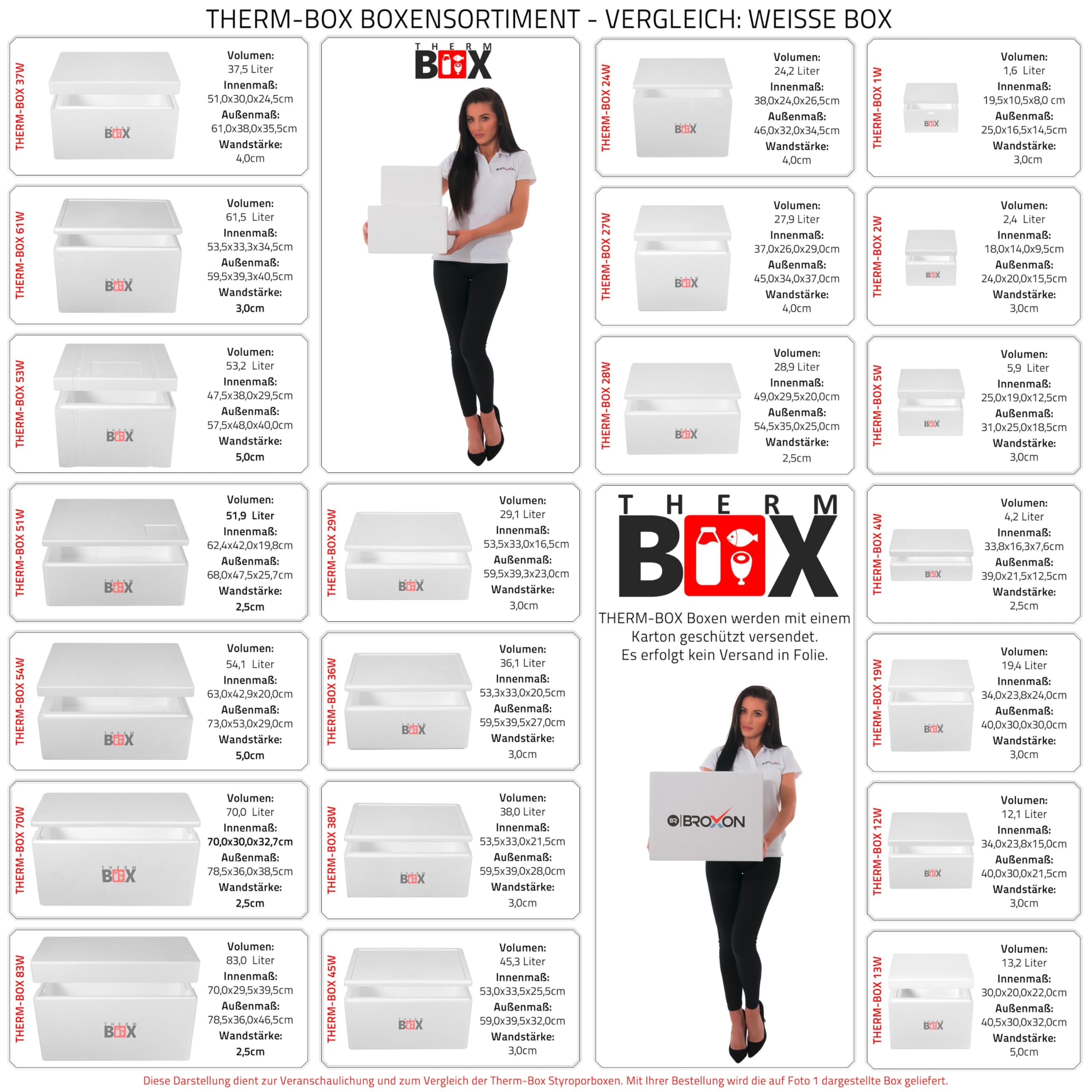 THERM-BOX Modularbox 31M, Interno: 49x30x20cm, Parete: 4,0 cm, Volume: 31,1L, Isolamento Box Thermobox Cooler Box Keep Warm Reusable