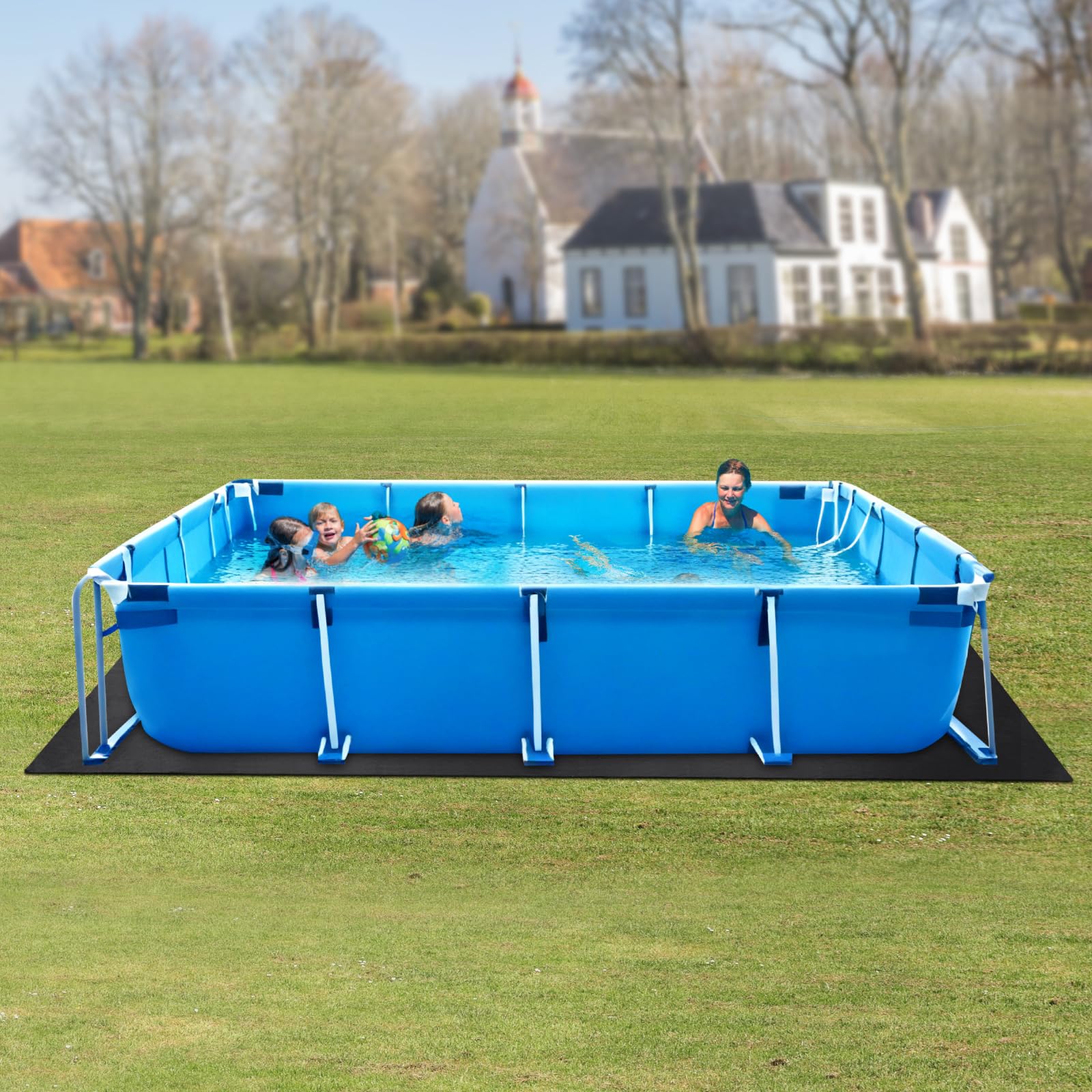 VEVOR Revestimiento Rectangular para Piscinas, 3,7 x 7,3 m Revestimiento Extragrueso para Piscinas Elevadas, Evita Pinchazos, Base de Geotextil Reciclado, Prolonga la Vida Útil del Revestimiento