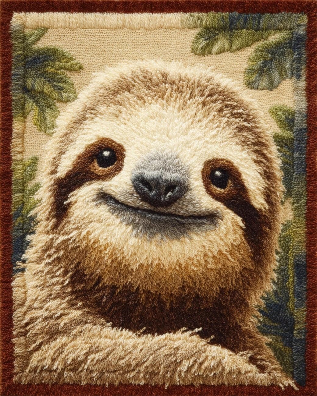 Henypt DIY Latch Hook Rug Kit Sloth Portrait 90x120cm