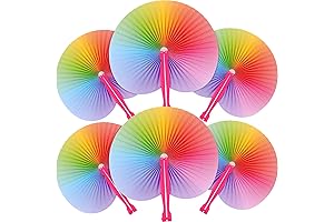 48-Piece Vibrant Rainbow Hand Fans for Summer Festivities and Colorful Celebrations