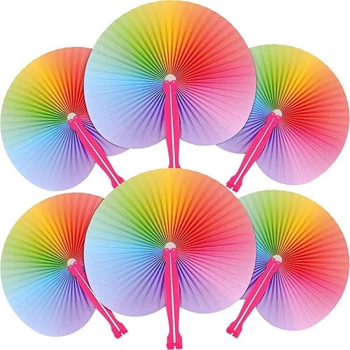 Paquete de 48 ventiladores plegables de arcoĂris con ejes de plástico, ventilador de papel decorativo de mano, ventilador grande de mano de arco Paquete de 48 ventiladores plegables de arcoĂris con ejes de plástico, ventilador de papel decorativo de mano, ventilador grande de mano de arco