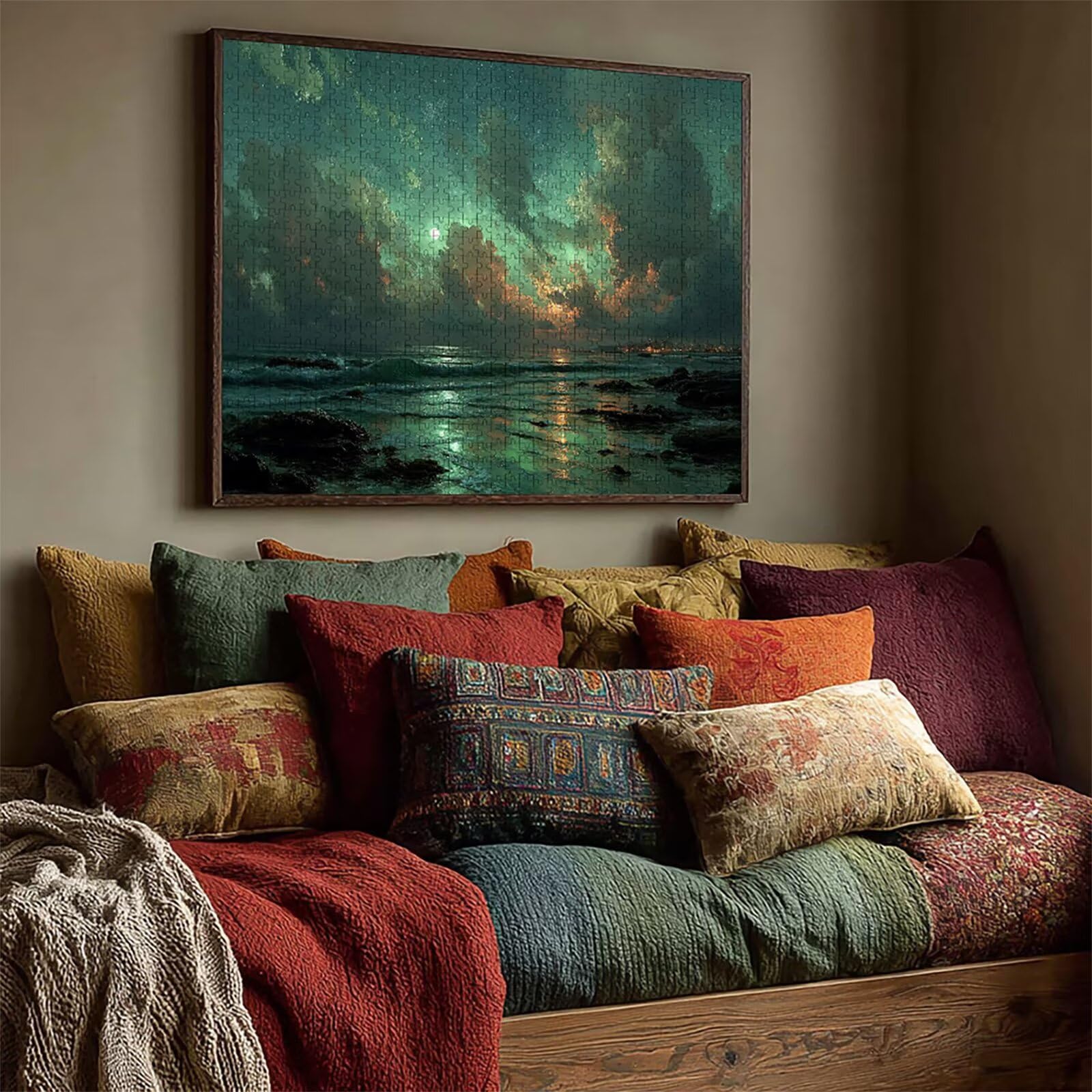 Gwiaździste niebo drewniane puzzle, puzzle fale 5000 sztuk dla dorosłych z kompaktowym pudełkiem 156 x 105 cm, wyzwanie puzzle, DIY kreatywne gry logiczne dla mężczyzn kobiet, dekoracje, 1-8605