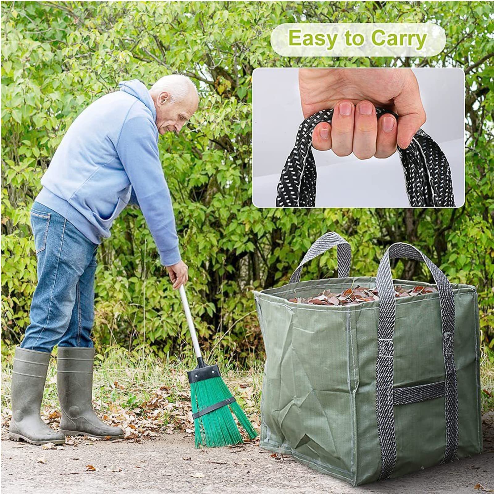 2X Sacs de Jardin PROFESSIONNAL 250L indéchirables, Sac de Jardin Réutilisable et Stable, étanche Heavy Duty Grande Sacs avec Poignées