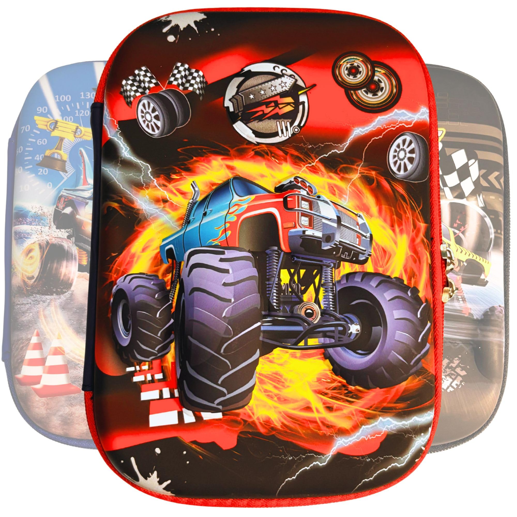 Mallexo Stationary Pen Pencil Pouch Set | 1PCs Monster Truck Hardtop for Kids Boys and Girls Large Capacity Aesthetic Pencil Geometry Box | Cosmetic Printed Zip Pouch Case Birthday Gift for Children-image-47