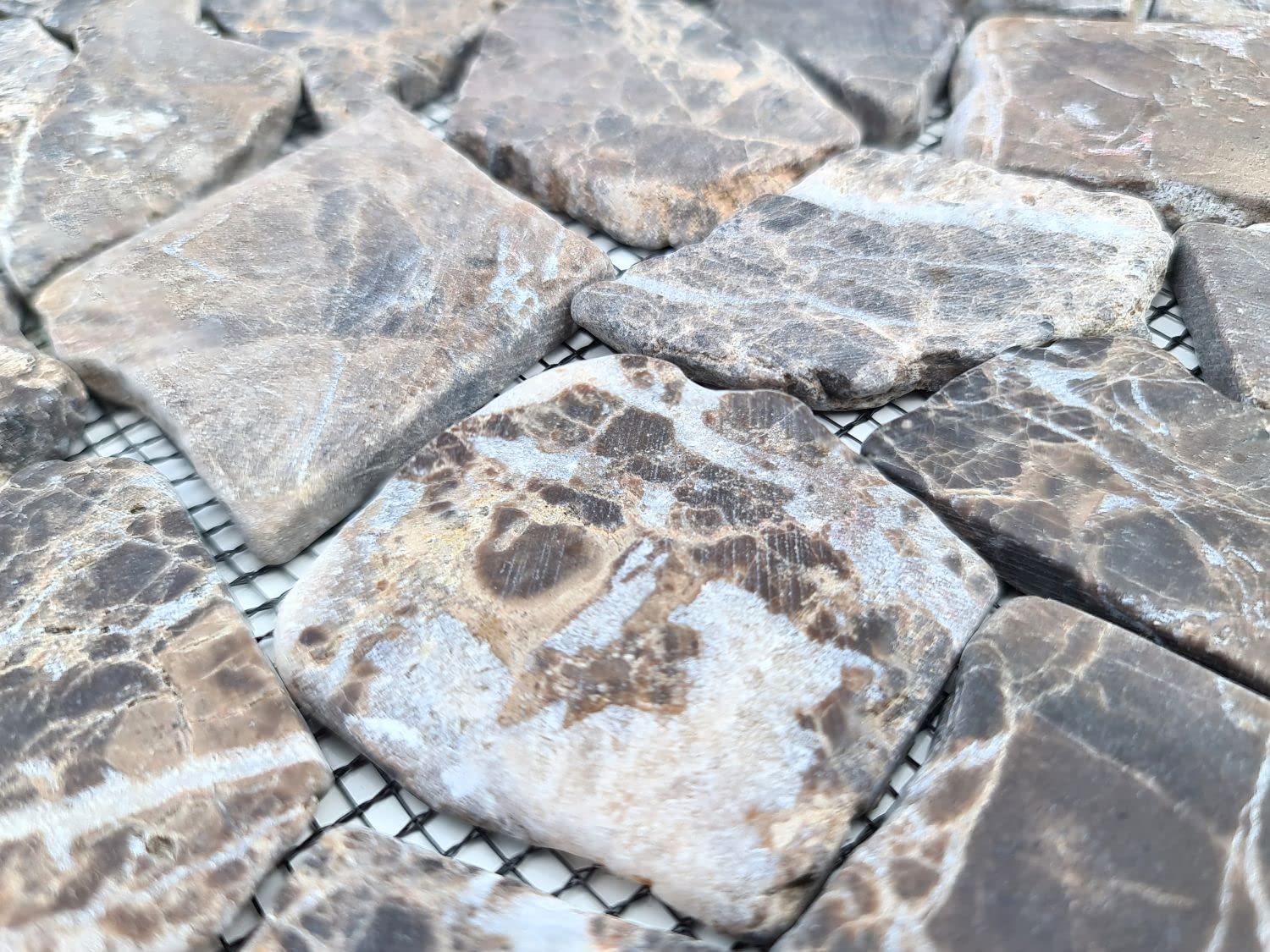 Mosaik Bruch/Ciot uni Castanao Marmor Naturstein Küche, Mosaikstein Format: 15-69x7 mm, Mattengröße: 305x305 mm, 10 Matten