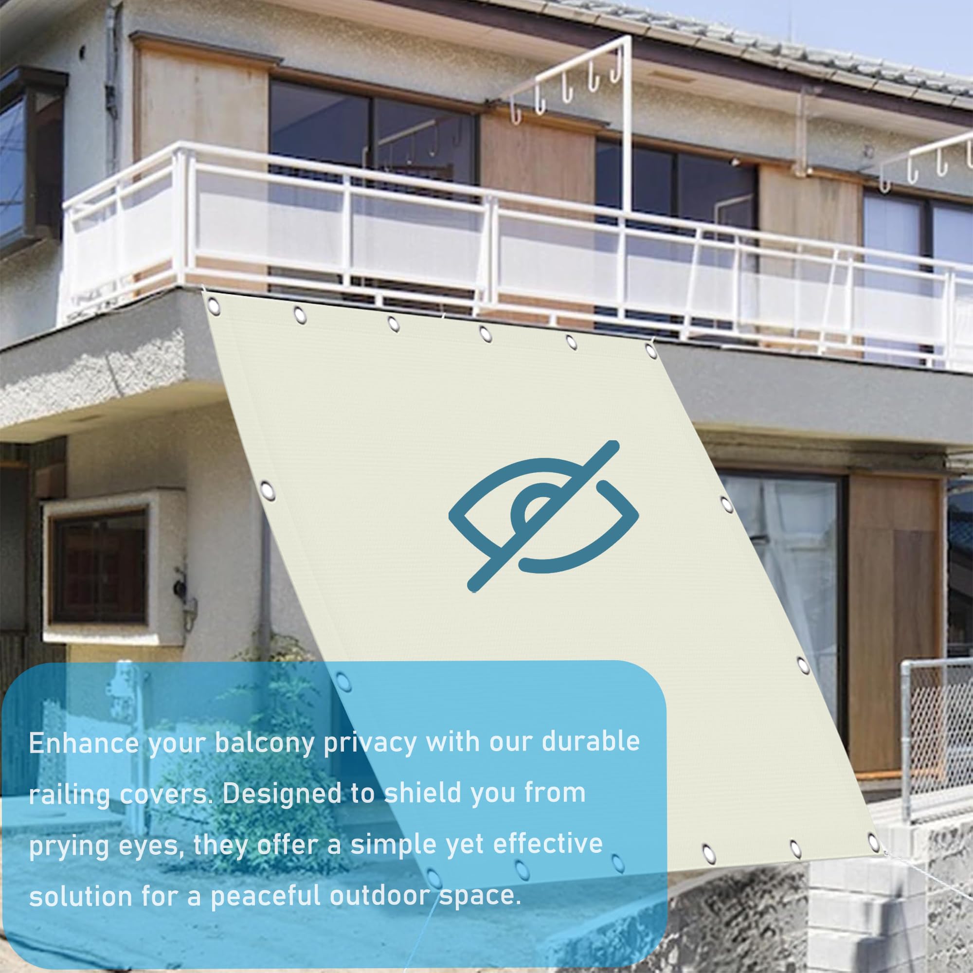 Prostokątny baldachim 50 x 100 cm do pawilonu ogrodowego, ochrona przed promieniowaniem UV i ochrona przed wiatrem, zawiera linki mocujące, kolor kremowy, idealny na balkon i taras