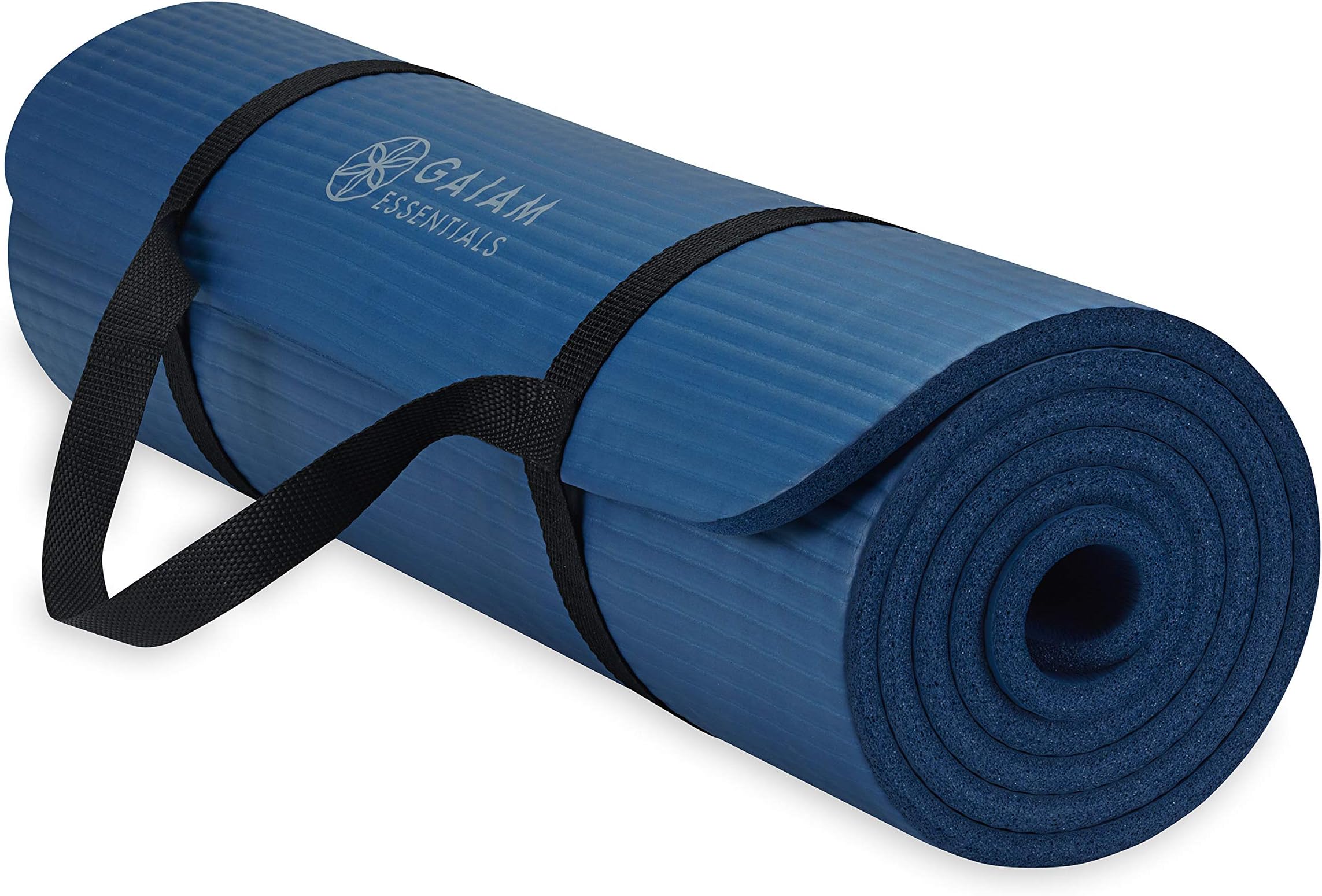Gaiam Yoga Mat, Pilates & Exercise Mat, Thick 2/5" (10mm) Workout Mat with Easy-Cinch Carrying Strap for Home & Gym Workouts
