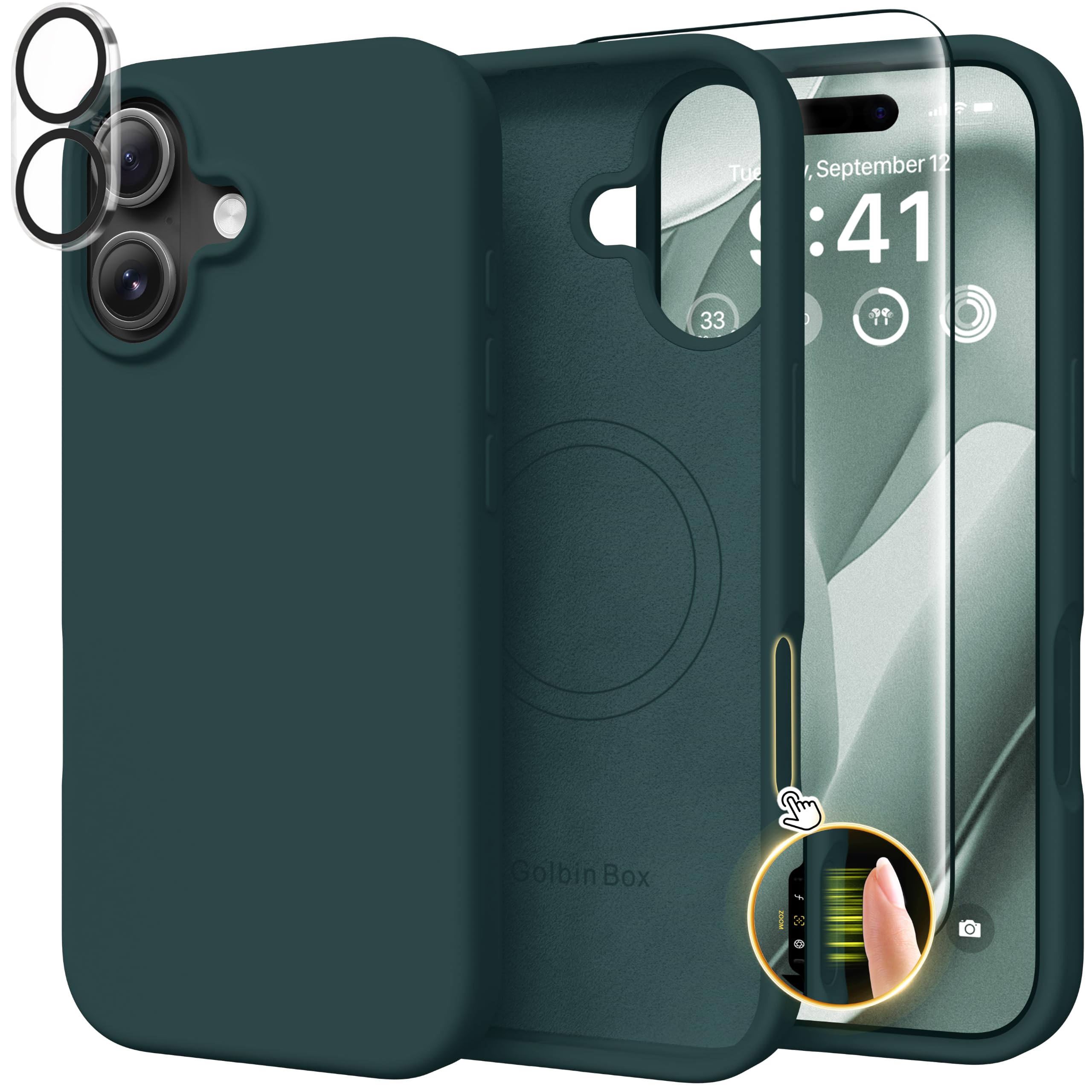 GolbinBox Magnetic for iPhone 17 Case, Silicone Cover, Olive Green