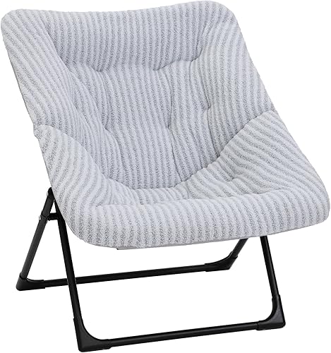 Miniatura 26 de Cómoda silla platillo para adultos, silla de dormitorio de piel sintética suave con otomana, sillas de dormitorio decorativas, sillas de lectura