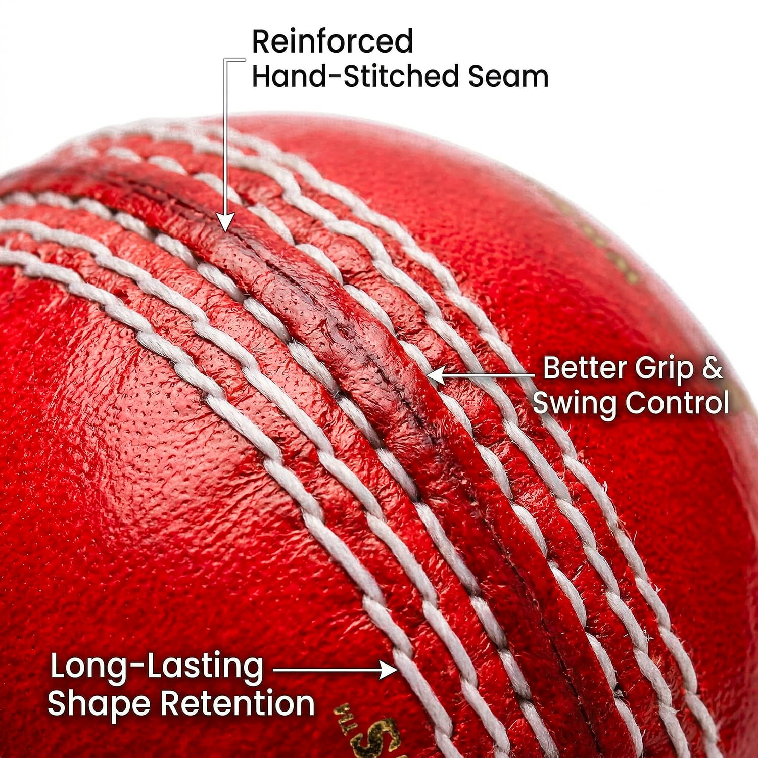 Whitedot Dot 2.1 Leather Cricket Ball, Red, Pack of 2 1