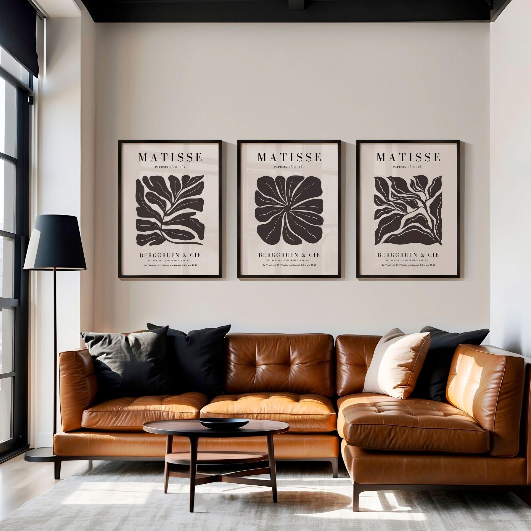 ARTINSPIRIO Matisse Poster Set 3er – Botanische Wandbilder in Neutralen Naturtönen, Japandi Poster, Minimalistische Wanddekoration für Wohnzimmer Schlafzimmer – Poster ohne Rahmen (A2)