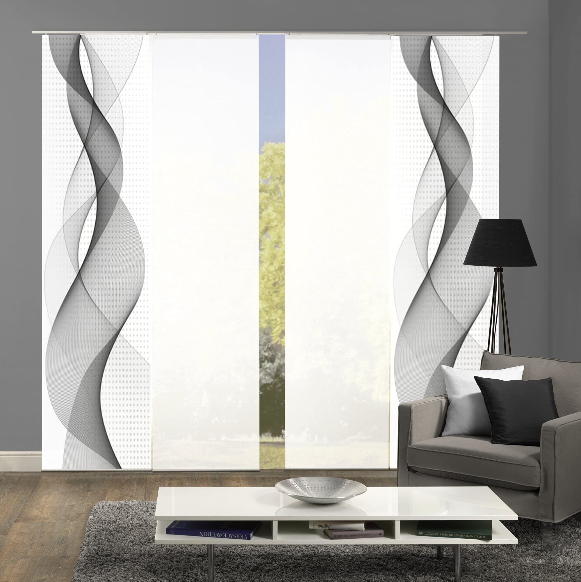 4er-Set Schiebegardine DILAILA, Blickdicht, Höhe 245 cm, grau