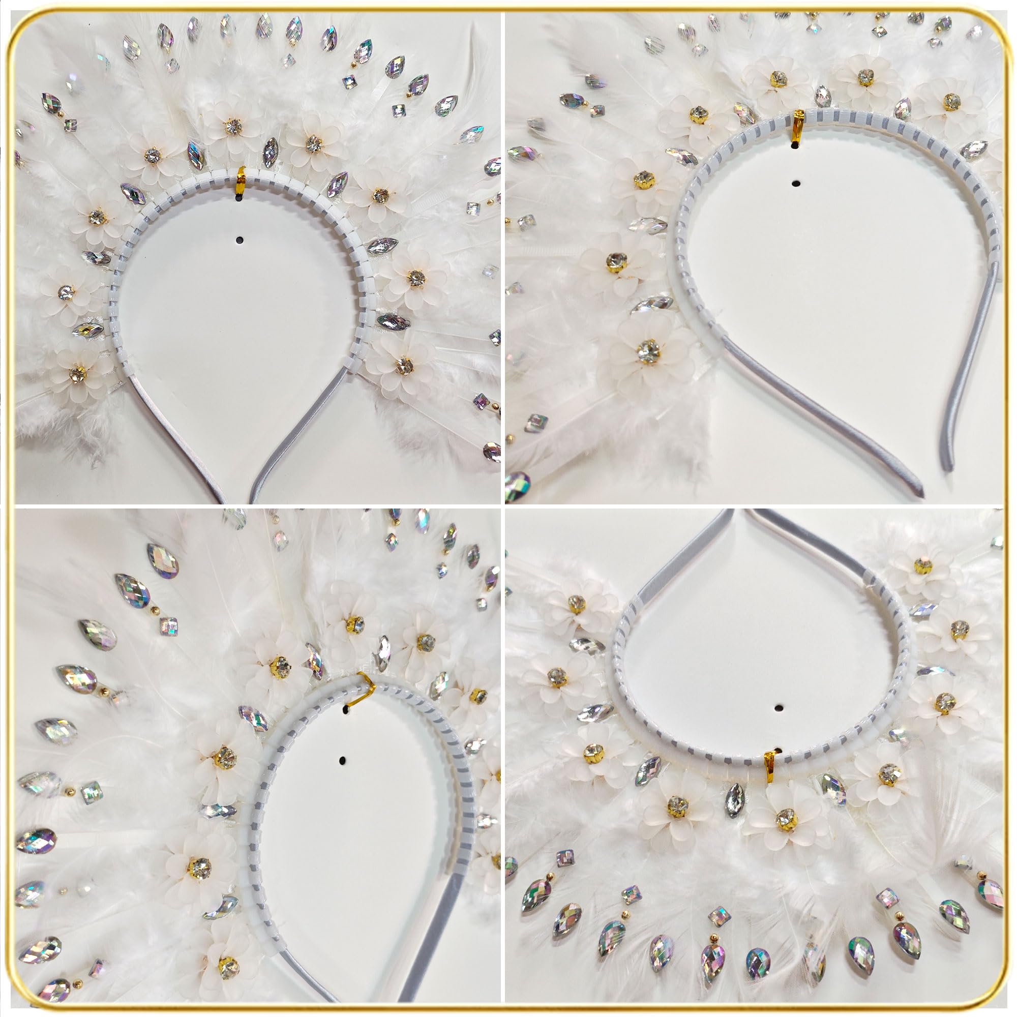 JeVenis White Feather Headpiece 1920s Carnival Accessories Headdress Mardi Gras Rave Festival for Women Flapper Costume Supplies - Image 3