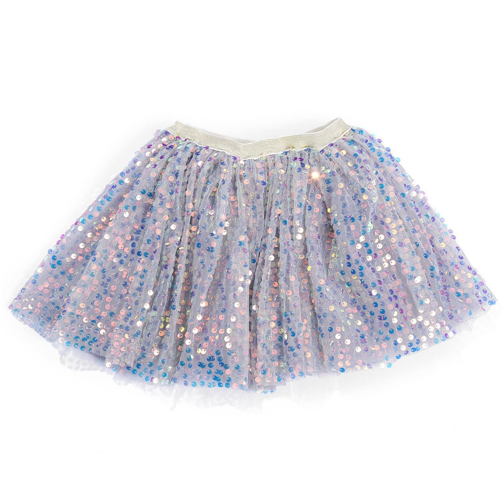 Baby Girls Layered Tutu Skirt Girls Sequins Tulle Skirts Ballet Dance Princess Skirt Toddler Birthday (Grey, 3-8 Years)