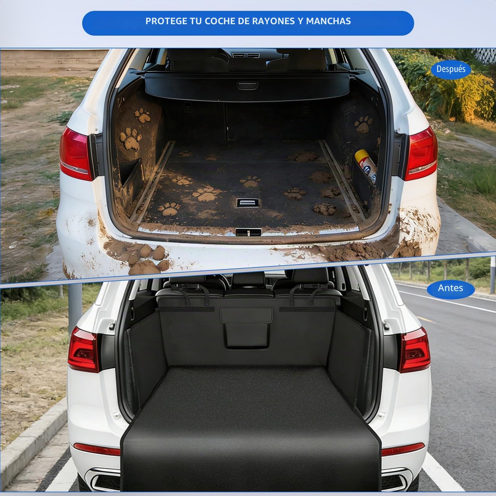 Protector Maletero Coche para Perros con Hebilla Ajustable, Funda, Manta Universal para Maletero para Perros, 185×105 cm