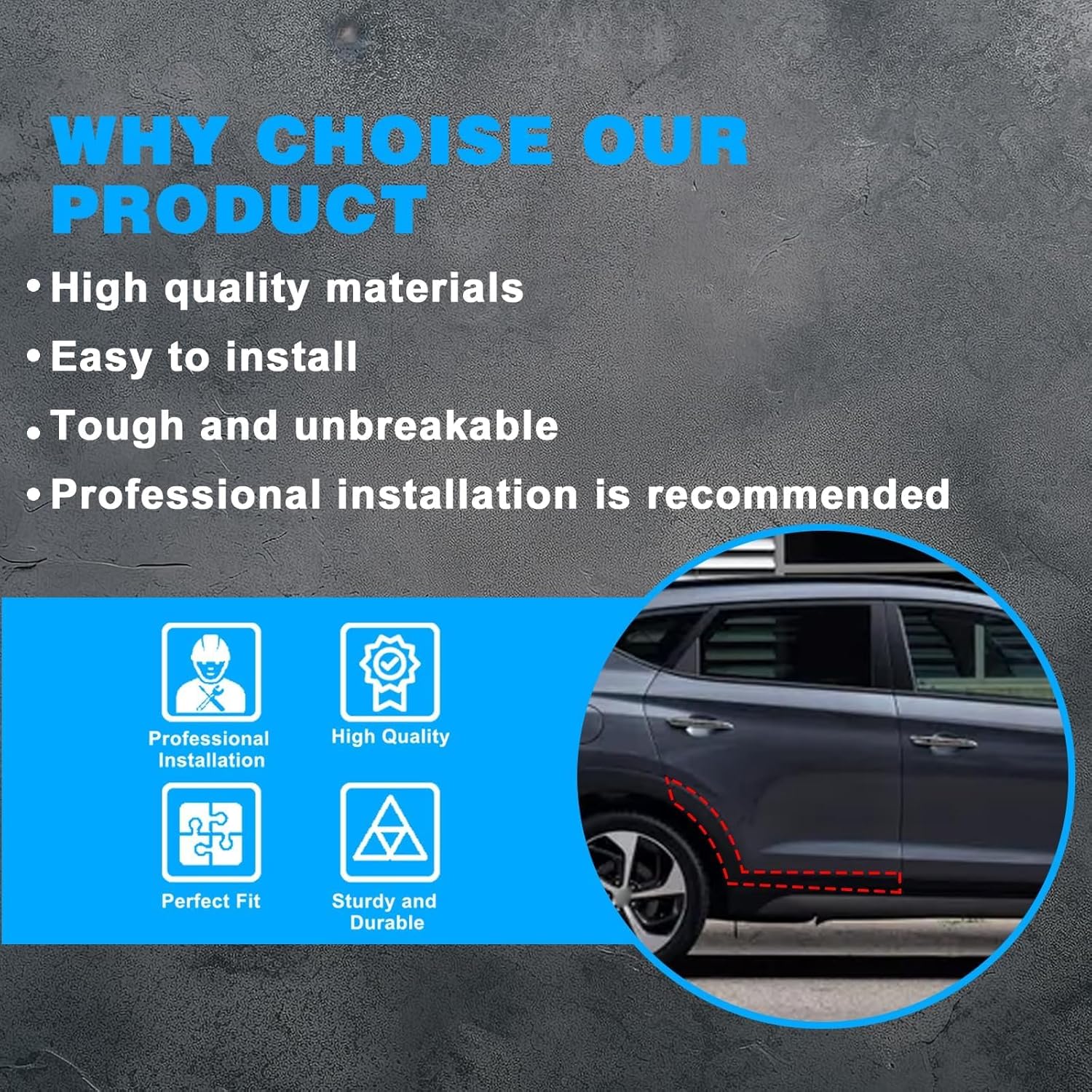 SecosAutoparts Rear Right Door Wheel Arch Flare Molding Side Compatible with Hyundai Tucson 2016 2017 2018 2019 2020 Replace# 87732D3000, 87732-D3000