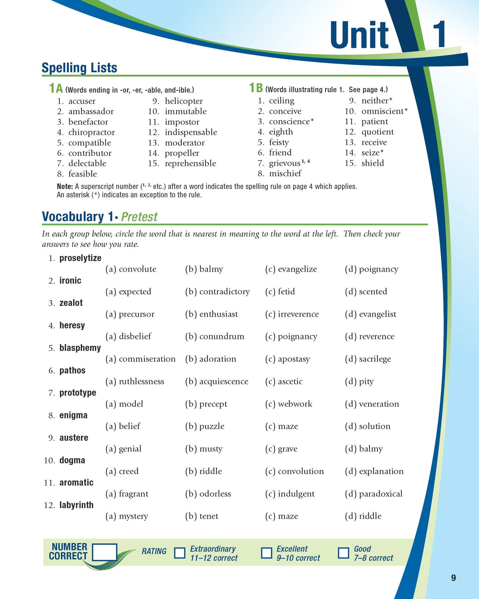 Vocabulary, Spelling, Poetry V - Abeka 11th Grade 11 Highschool Spelling, Vocabulary, and Poetry Student Work Book - Image 9
