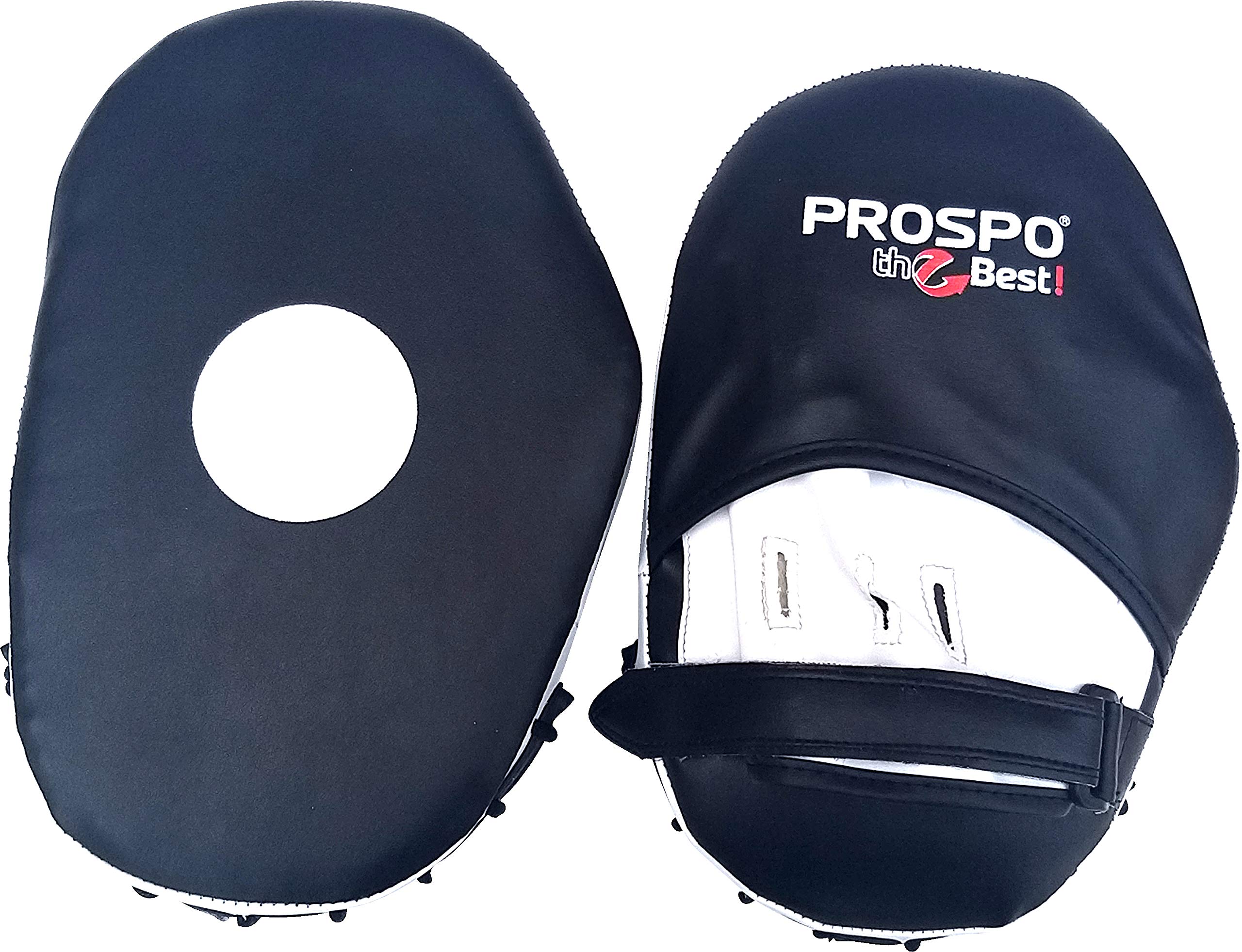 Prospo Straight Focus Pads (40 mm Padding)/Punching Mitts for Boxing/MMA/Muay Thai/Kickboxing/Karate/TAEKWANDO (Black-White)-picture-22