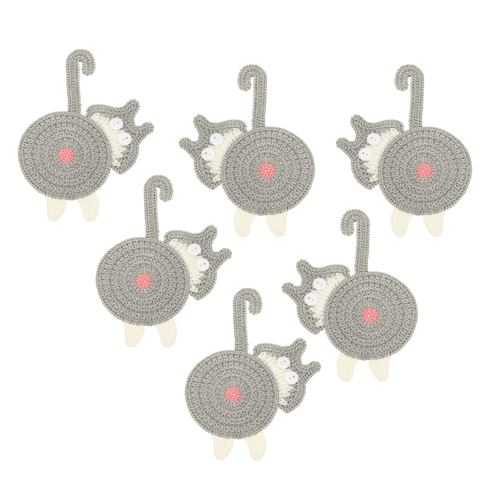 Dessous de verre chat au crochet PATIKIL, lot de 6 amusants et gris