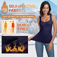 Vista 2 de WOWENY Camiseta sin mangas de forro polar térmico para mujer, sin mangas, cuello corazón, chaleco de invierno, ropa interior, camiseta cálida