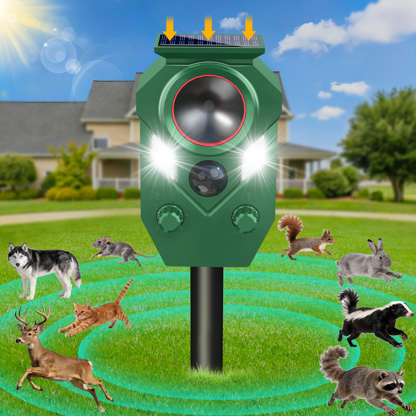 Visson Solar Powered Ultrasonic Animal Repeller
