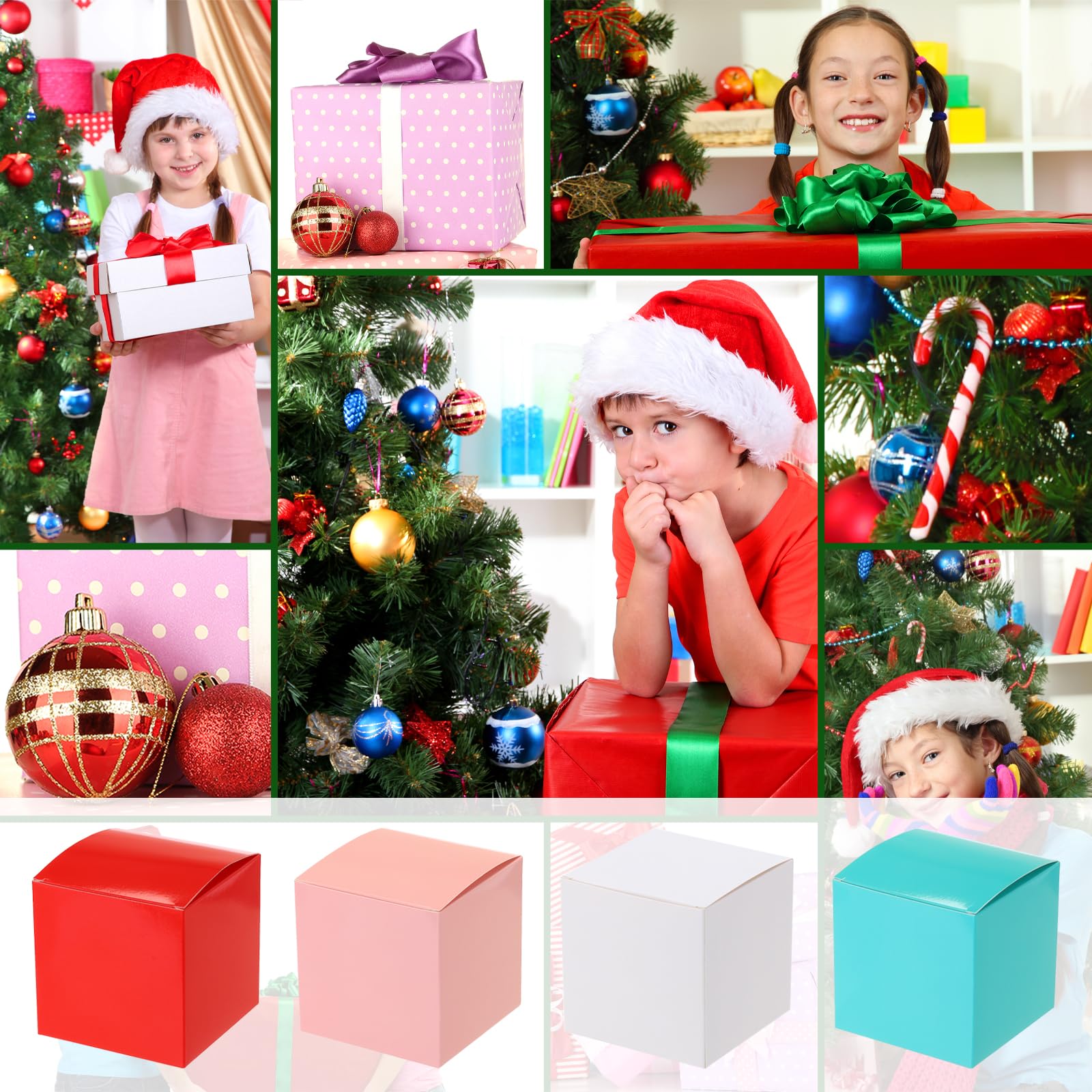 uxcell Lot de 25 boîtes cadeaux cubiques en papier kraft avec couvercles pour travaux manuels, cupcakes, Noël, mariage, anniversaire, demoiselles d'honneur (vert, 10,2 x 10,2 x 10,2 cm)