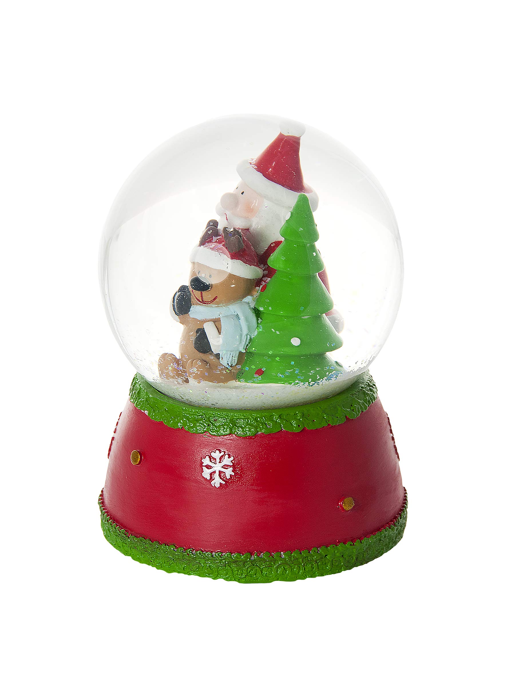 Mousehouse Gifts Palla di Neve Natale Babbo Natale e Reindeere con Neve Decorativa e Musicale