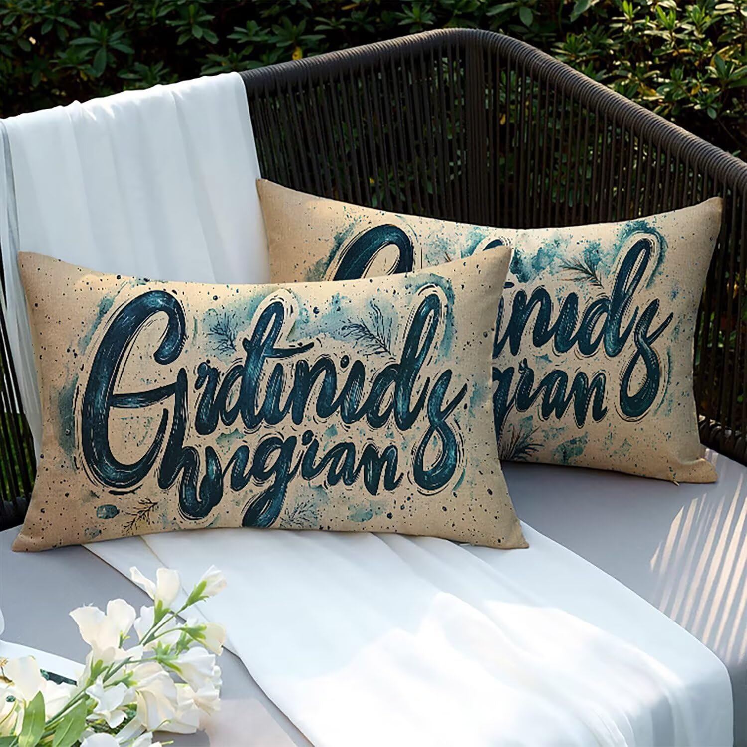 Housses de coussin extérieur imperméable 70x50cm pour canapé de jardin et lit