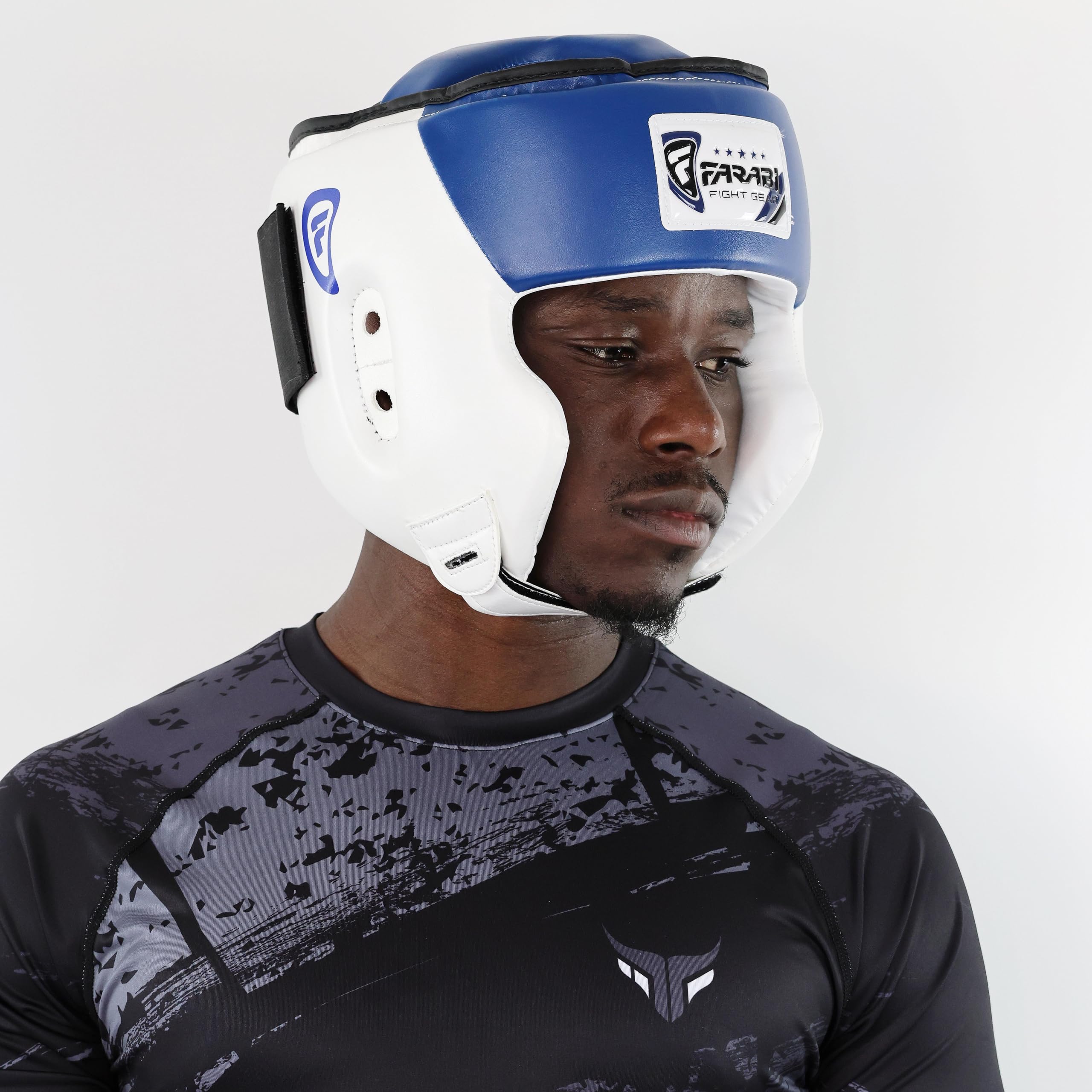 Farabi Sports Kask bokserski z regulowanym paskiem - otwarty kask kickboxingowy, MMA, Muay Thai, Sparring, sztuki walki, karate, ochrona głowy