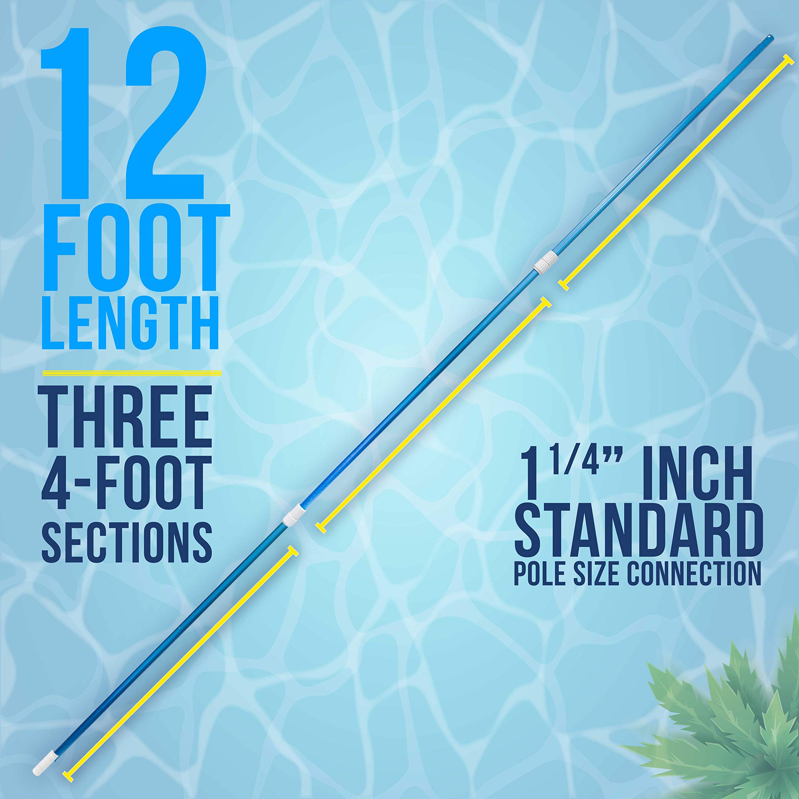 U.S. Pool Supply Professional 12 Foot Blue Anodized Aluminum Telescopic