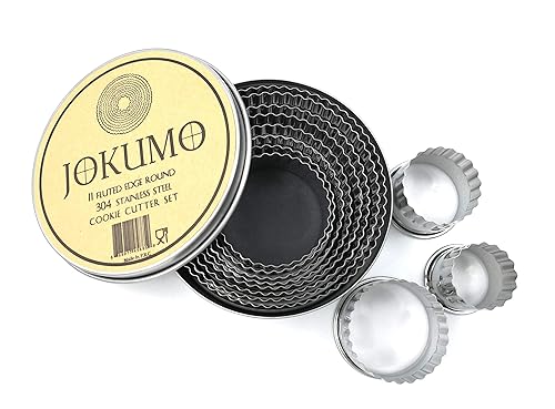 11 Piece Graduated Sizes Fluted Edge Round Pastry/Cookie Cutter Set