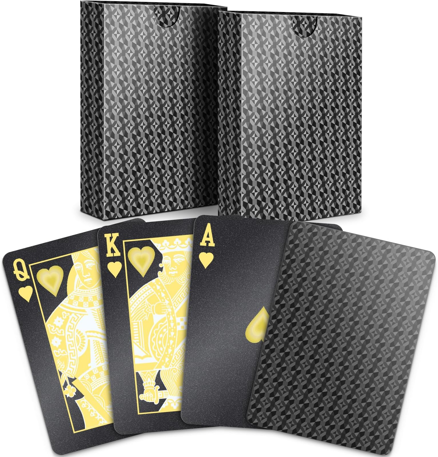 BIERDORF Waterproof Playing Cards - Durable Cool Plastic Deck of Cards - Standard Index Professional Poker - Vintage Casino Card Themed Games for Family or Adults - 2 Pack of Black Diamond Style