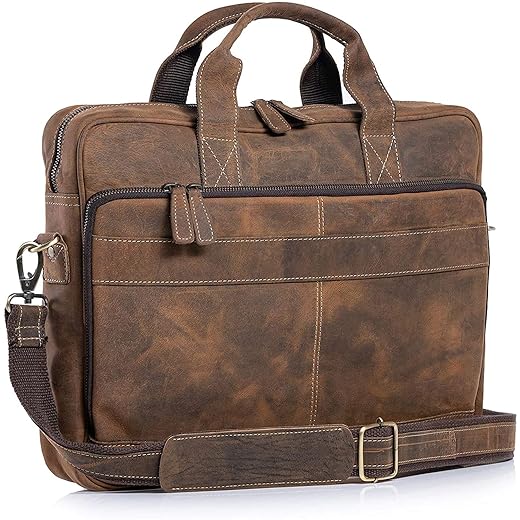 Leather Briefcase 18 Inch Laptop Messenger Bags for Men and Women Best Office School College Briefcase Satchel Bag