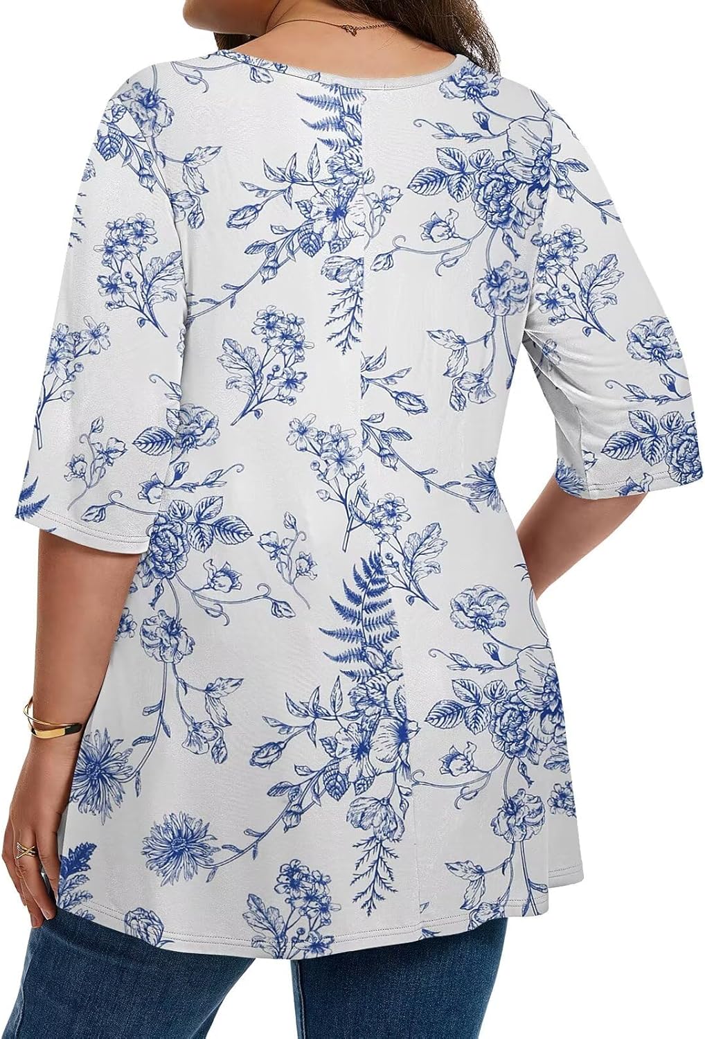 LARACE Elbow Sleeve Plus Size Tops for Women Round Neck Women's Half Sleeves Tunic Spring Summer Fall Clothes Shirts Blouse - Image 6