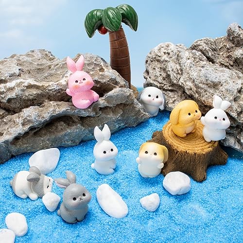 Miniatura 5 de Exasinine 24 piezas de mini conejitos de Pascua, conejito de resina, mini animales, jardín de hadas, adornos de paisaje de musgo en miniatura para
