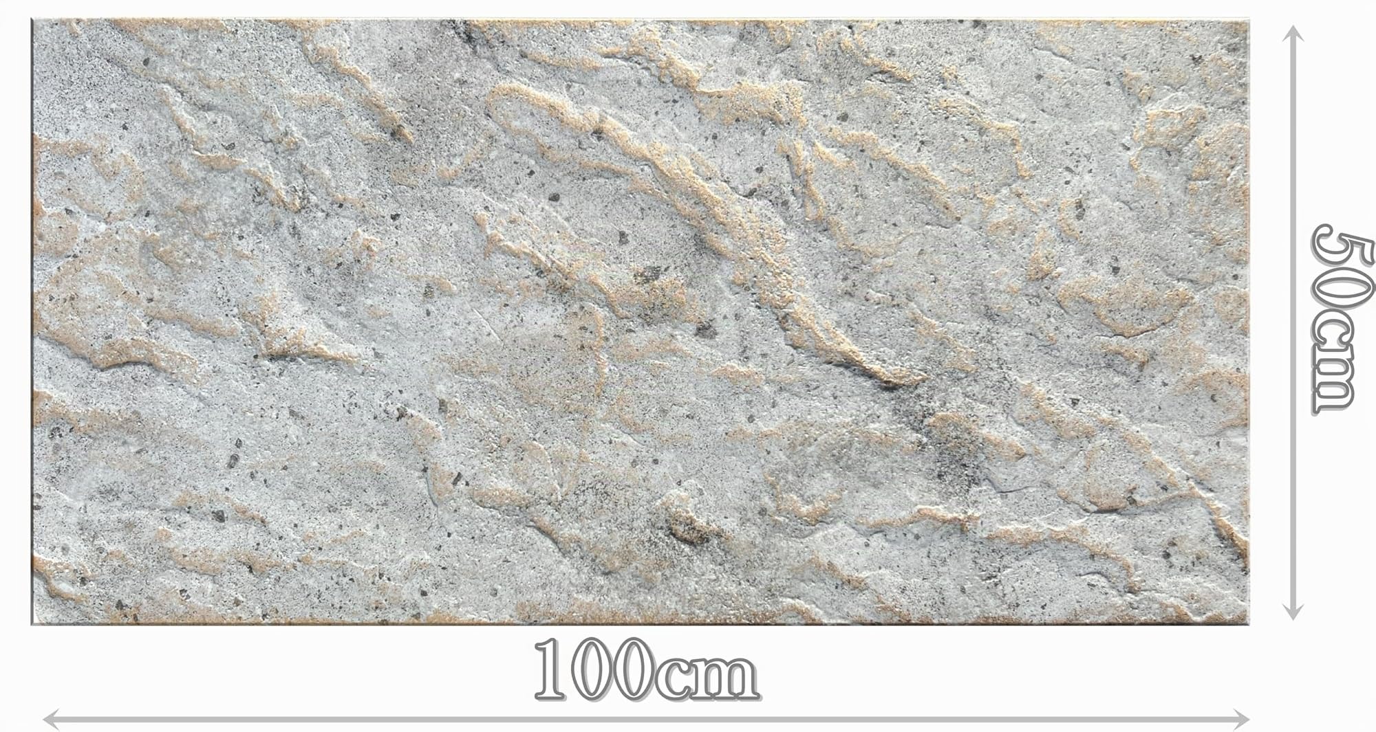 DECCART Wand-Paneele in Betonoptik Deckenpaneele Wandverkleidung Deckenverkleidung mit Beton-Imitat Wandplatten in Grau aus Polystyrol - 100x50 cm - Beton Grau - 20 Stück (10 m²)
